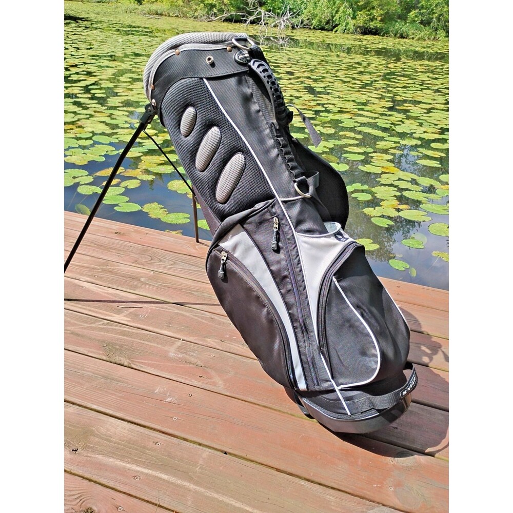 Knight Golf Stand Bag Black Grey 6-Way Divider Lightweight Carry Bag w/ Legs
